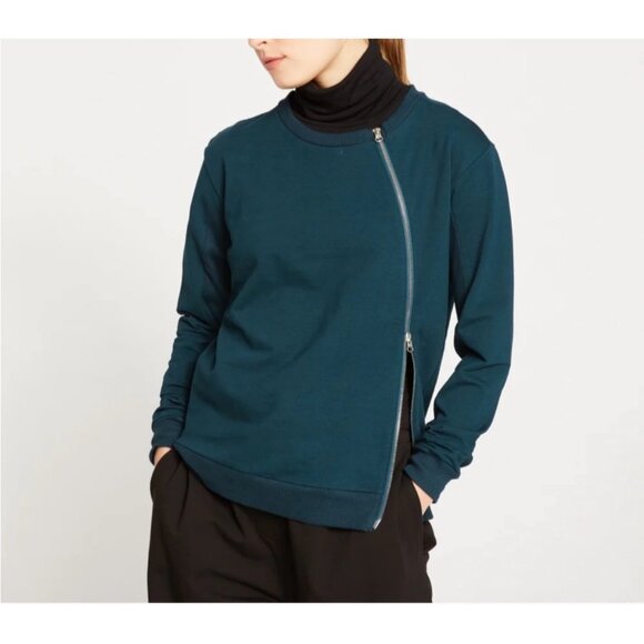 Universal Standard Meridian Zip Pullover Sweater Sz 4XS (XS 00-0) Teal Green Lon - Picture 1 of 15